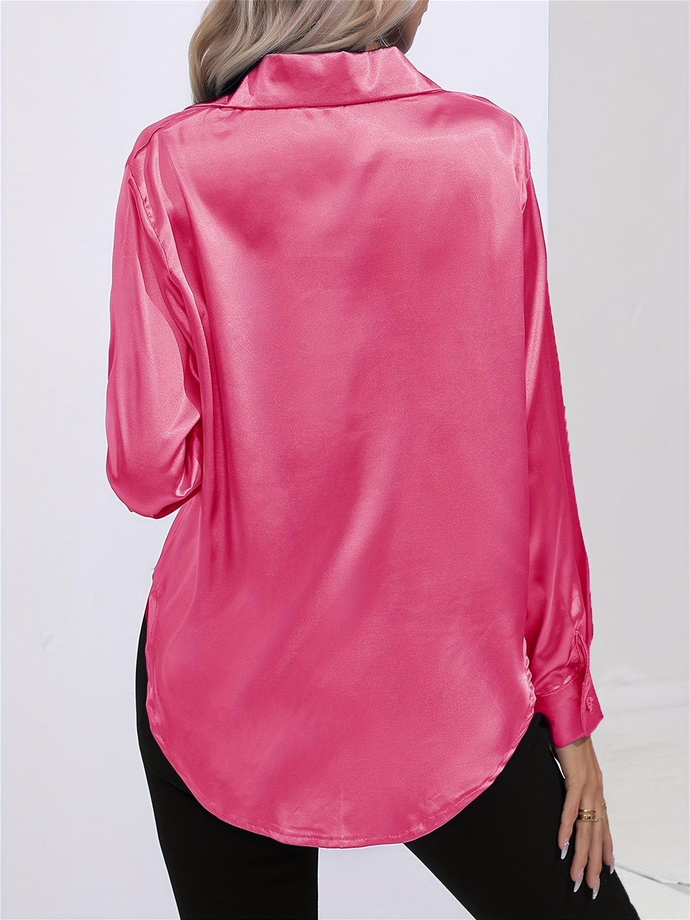 2+1 FREE: GleamS™ - Luxury Shiny Satin Blouse with Long Sleeves