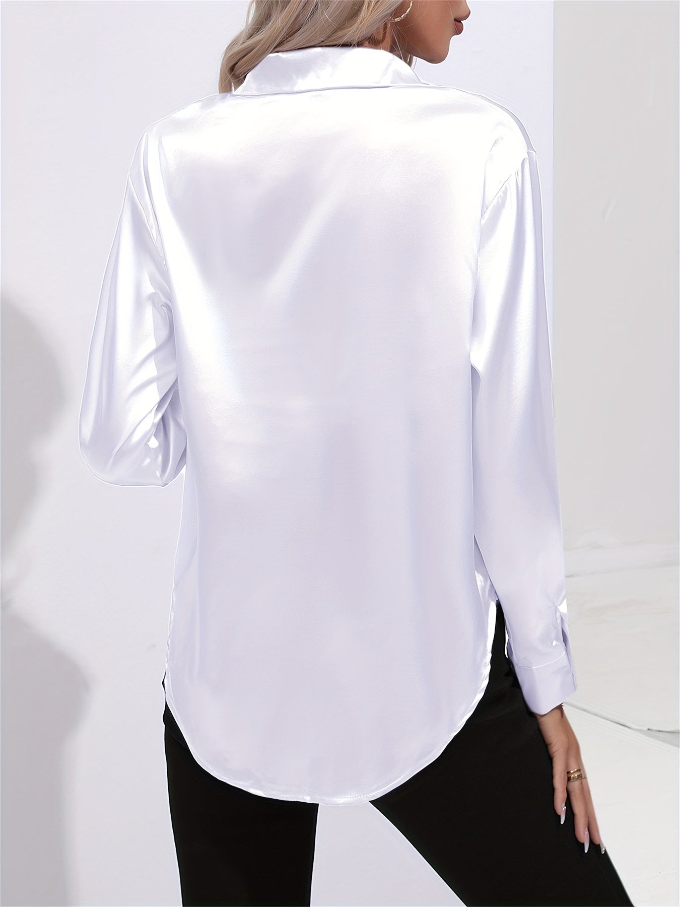 2+1 FREE: GleamS™ - Luxury Shiny Satin Blouse with Long Sleeves