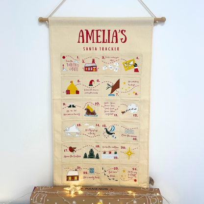 Personalised Fabric Christmas Advent Calendar - Santa Tracker