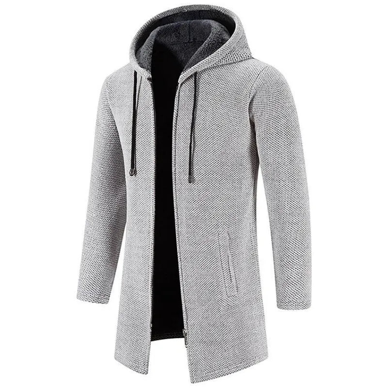 Josep - Mid-length men's jacket with hood and padded fleece