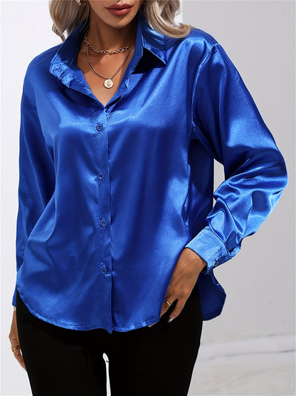 2+1 FREE: GleamS™ - Luxury Shiny Satin Blouse with Long Sleeves