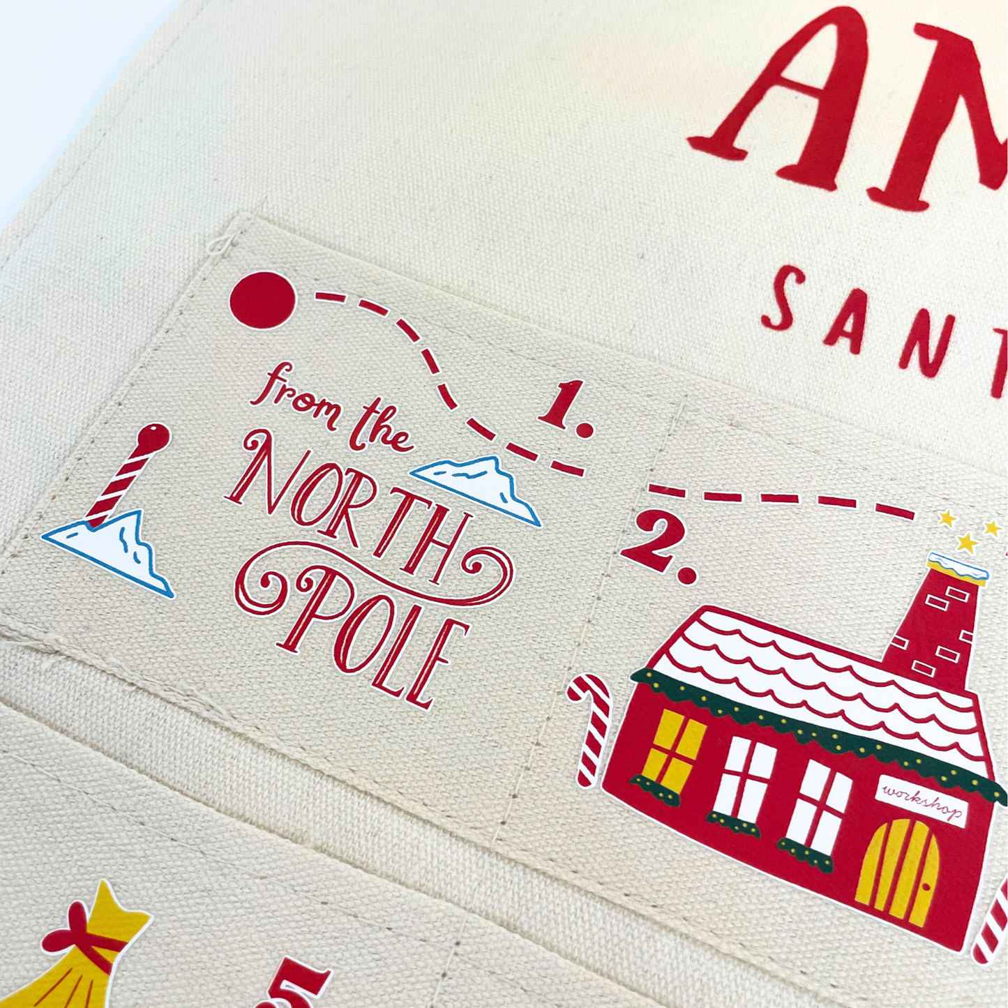 Personalised Fabric Christmas Advent Calendar - Santa Tracker