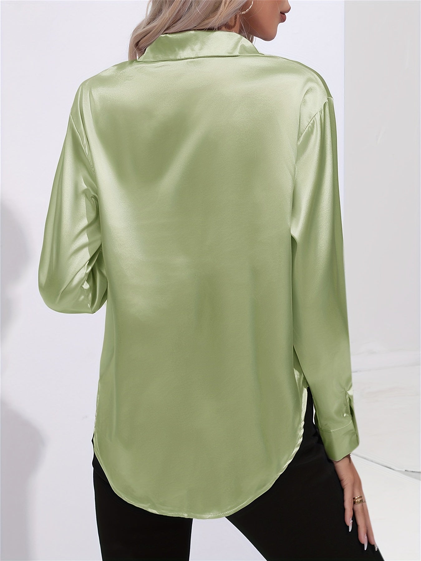 2+1 FREE: GleamS™ - Luxury Shiny Satin Blouse with Long Sleeves