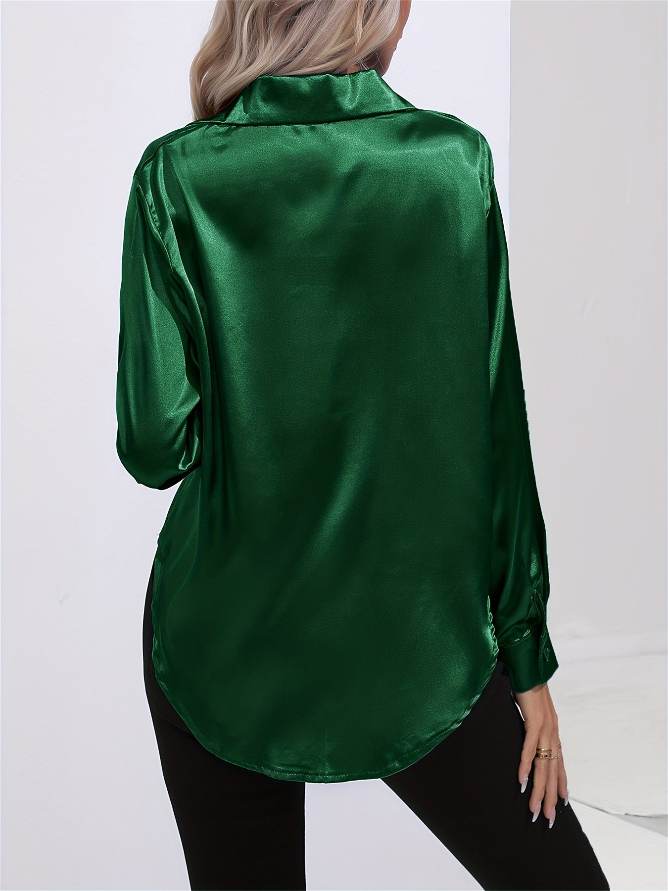 2+1 FREE: GleamS™ - Luxury Shiny Satin Blouse with Long Sleeves