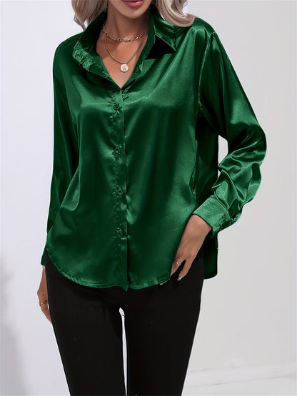 2+1 FREE: GleamS™ - Luxury Shiny Satin Blouse with Long Sleeves