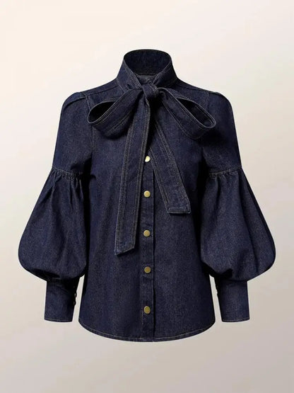 Riviera Denim Bow Blouse