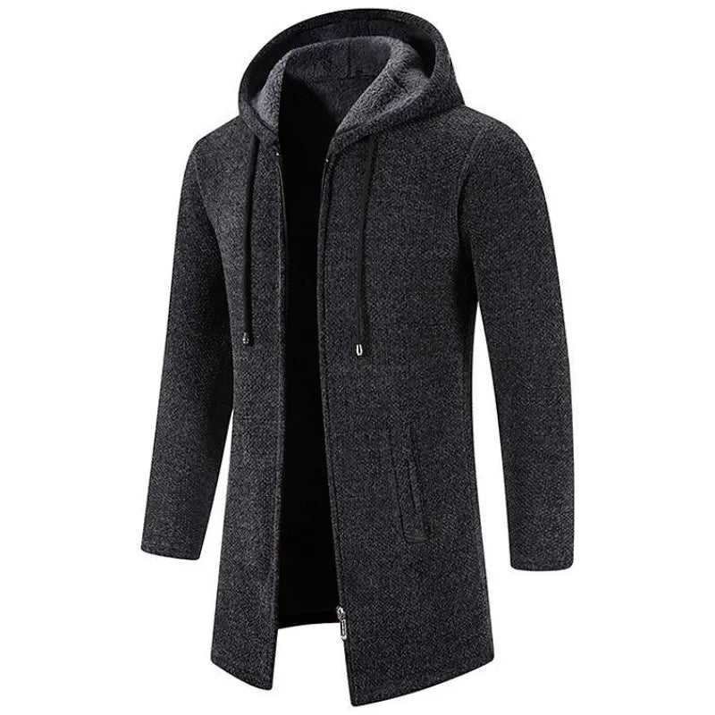 Josep - Mid-length men's jacket with hood and padded fleece