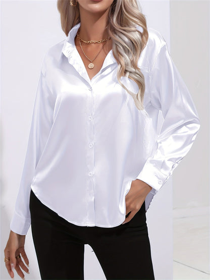 2+1 FREE: GleamS™ - Luxury Shiny Satin Blouse with Long Sleeves