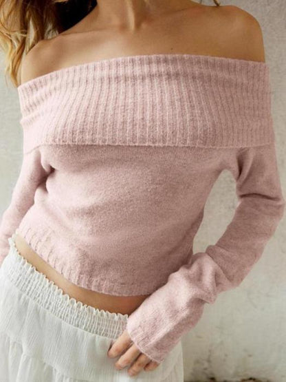 Zaret - Off Shoulder Minimalist Sweater