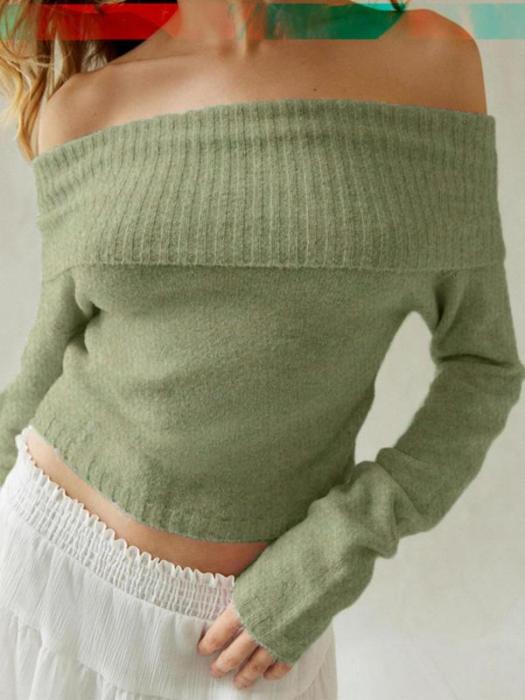 Zaret - Off Shoulder Minimalist Sweater