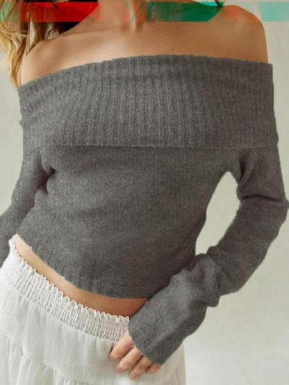 Zaret - Off Shoulder Minimalist Sweater