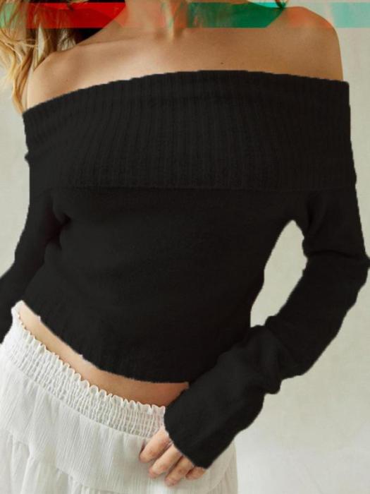 Zaret - Off Shoulder Minimalist Sweater